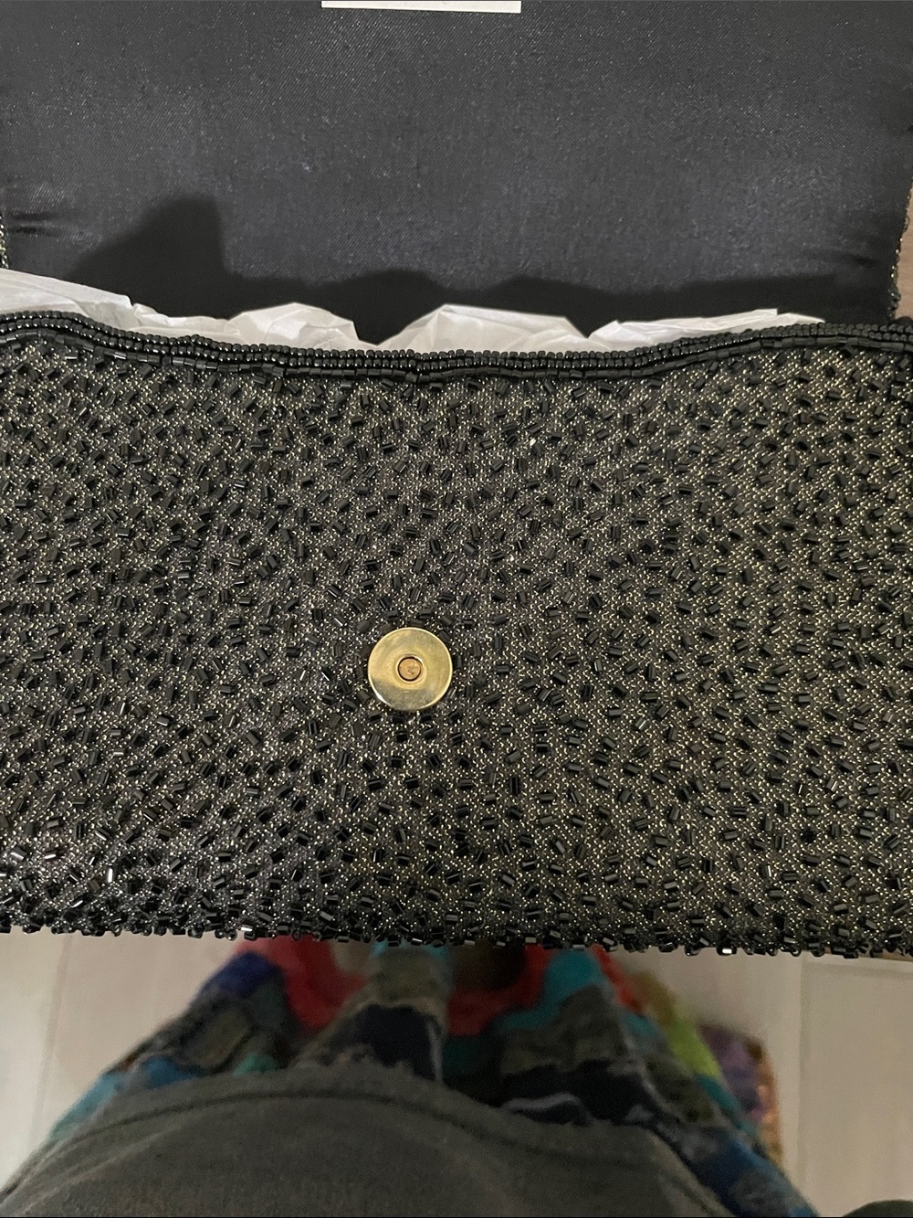 La Regale Black Beaded Crossbody with Multicolor Gem Accents - Picture 3 of 11
